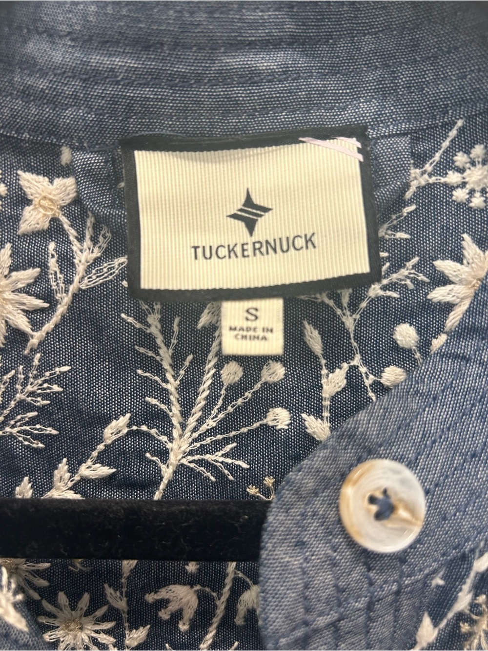 Never worn, Tuckernuck Blue Floral Button-Front Midi Dress with Tie Waist - Picture 2 of 3
